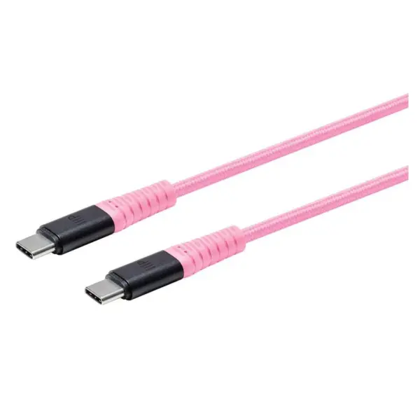 Monoprice Durable USB 2.0 Type-C Charge and Sync Kevlar Reinforced Nylon-Braid Cable - 3 Feet - Pink, 5A/100W, Aluminum Connectors - AtlasFlex Series