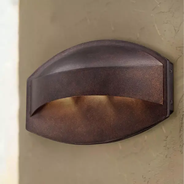 Possini Euro Design Modern Outdoor Wall Light Fixture LED Bronze 11" Wide Eyebrow Dark Sky for Exterior House Porch Patio Deck