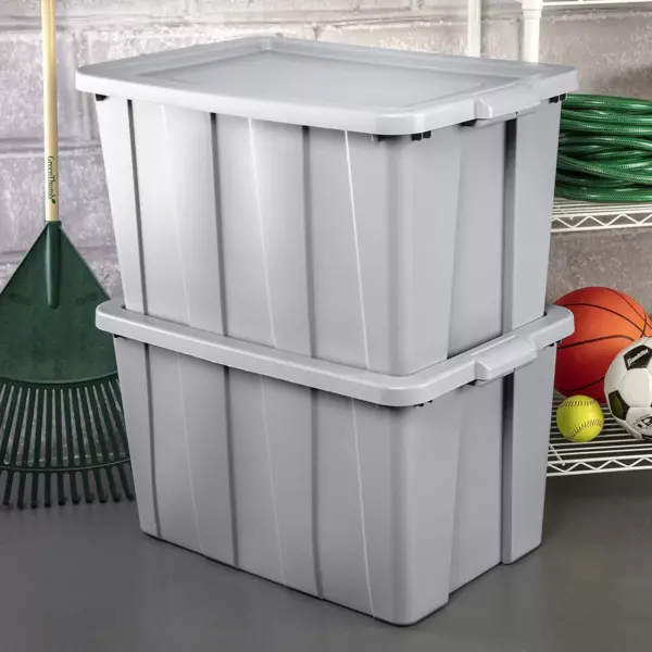 Sterilite Tuff1 30 Gallon Plastic Storage Tote Container Bin w/ Lid (4 Pack)