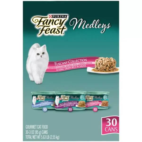 Fancy Feast Medleys Tuscany Collection with Greens & Long Grain Rice In Sauce Gourmet Wet Cat Food Variety Pack - 3oz/30ct