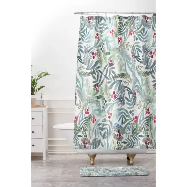 Dash and Ash Ferns and Holly Shower Curtain Green - Deny Designs