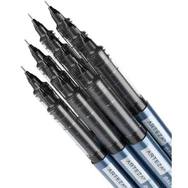 Arteza Roller Ball Pens, Black, 0.5 mm Needle Point - Pack of 40 (ARTZ-9292)