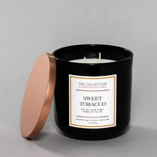 12oz Black Glass Jar 2-Wick Candle Sweet Tobacco - The Collection by Chesapeake Bay Candle