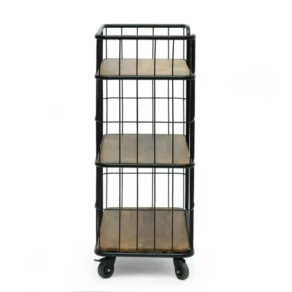 Colwill Modern Industrial Handcrafted Mango Wood Kitchen Cart with Wheels Natural/Black - Christopher Knight Home