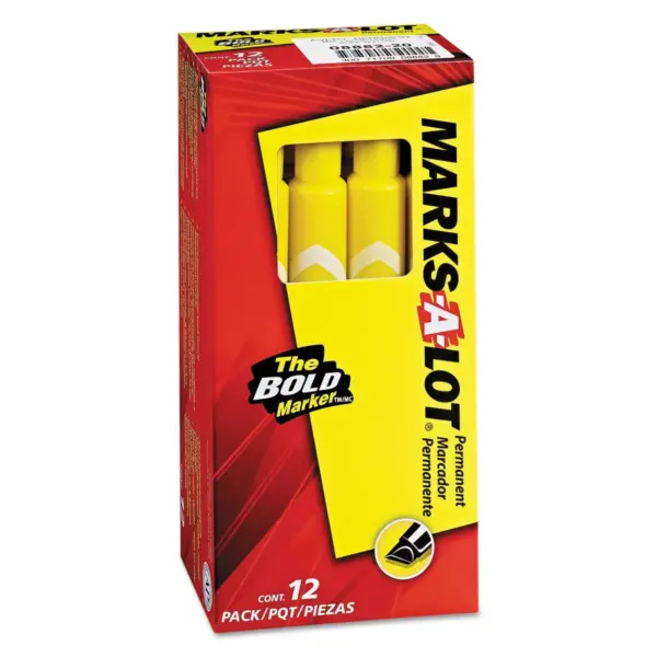 Avery Marks-A-Lot Large Desk-Style Permanent Marker Chisel Tip Yellow Dozen 08882