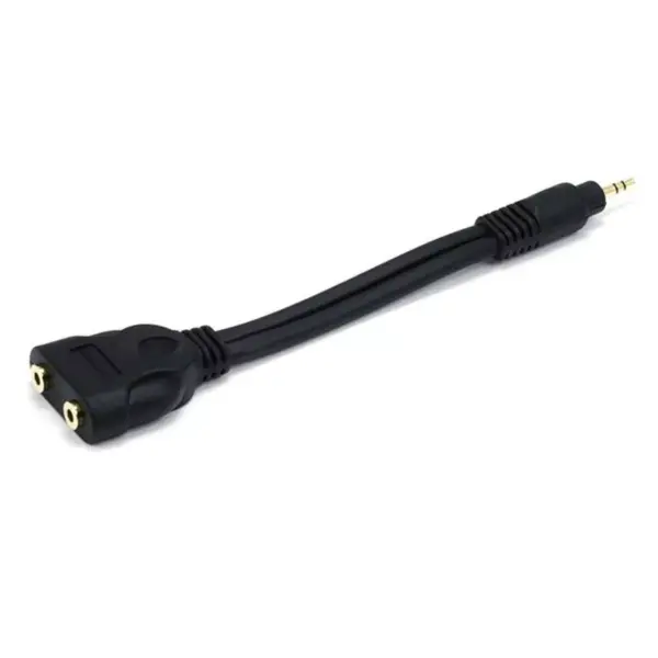 Monoprice Audio Cable - 0.58 Feet - Black | Premium 3.5mm Stereo Male to 2 3.5mm Stereo Female 22AWG, Gold Plated