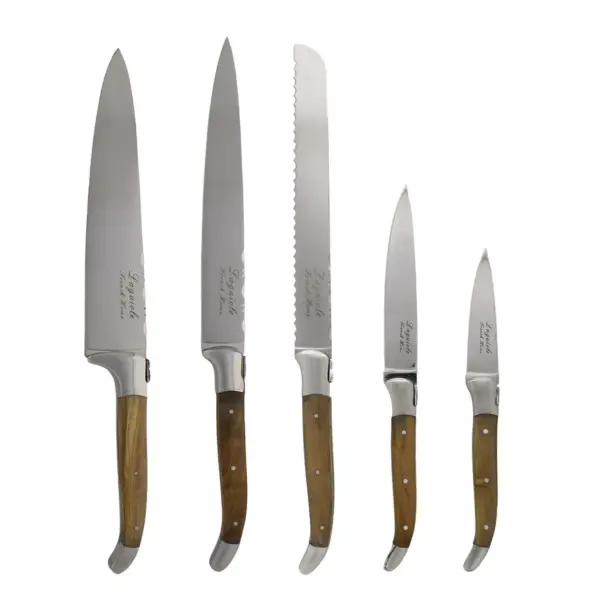 French Home Laguiole 6pc Stainless Steel Connoisseur Kitchen Knife Set with Magnetic Display