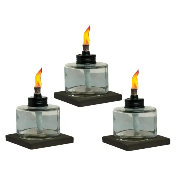 4" 3pk Mixed Material Votive Table Torch Brown/Clear - TIKI