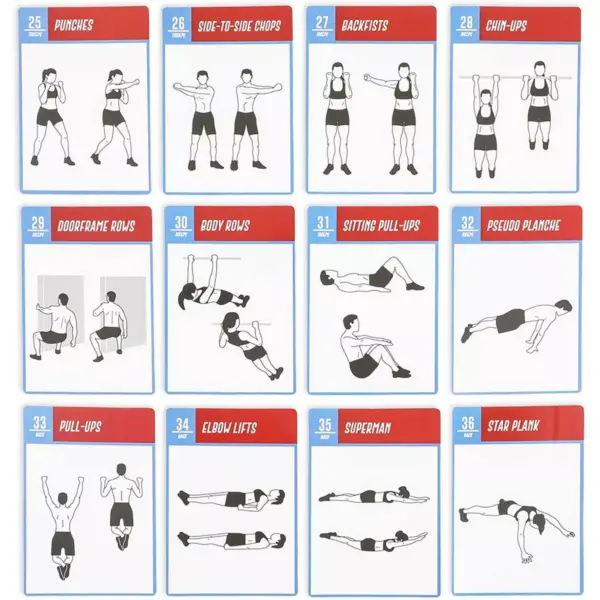 Okuna Outpost 50 Pack Bodyweight Exercise Cards for Workout Routine, Fitness Gift, 3.5 x 5 in