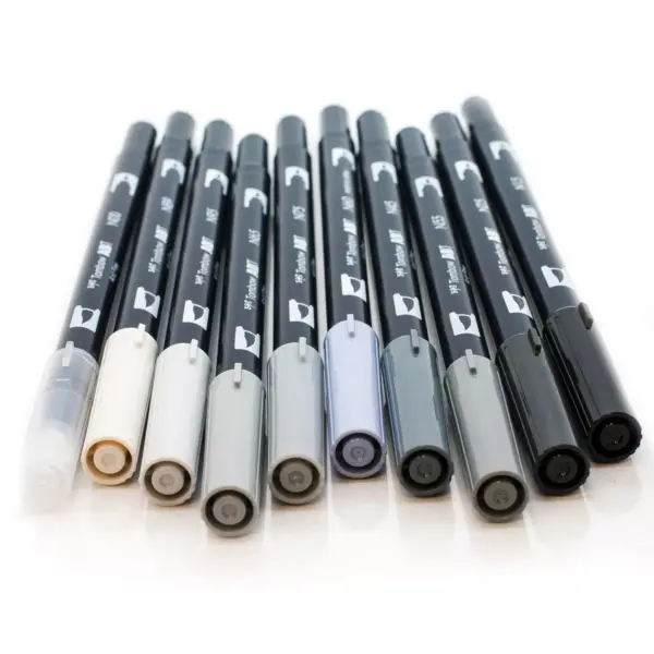 Tombow 10ct Dual Brush Pen Art Markers - Grayscale