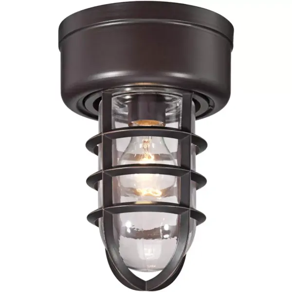 John Timberland Nautical Outdoor Ceiling Light Fixture Bronze Cage 10 3/4" Clear Glass Damp Rated for Porch Patio Entryway