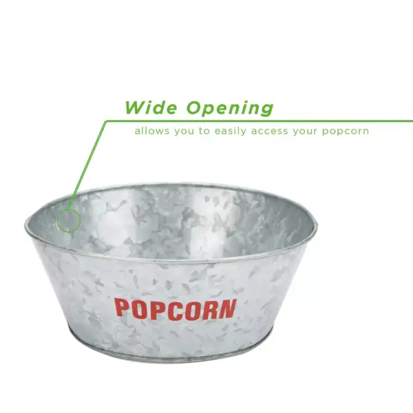 Mind Reader Galvanized Popcorn Bowl, Silver - 2 Pack