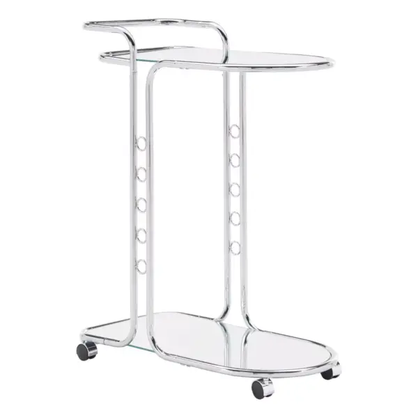 Bedford Chrome Finish Round Edge Bar Cart Silver - Inspire Q