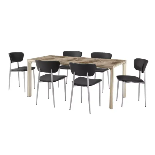 7pc Otello and Tori Rectangular Dining Set Black - Armen Living