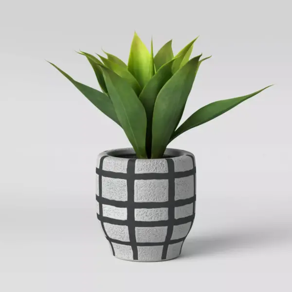 6" Earthenware Ceramic Planter Striped Gray - Project 62™