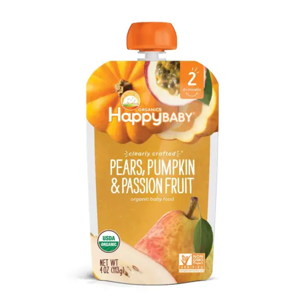 HappyBaby Clearly Crafted Pears Pumpkin & Passion Fruit Baby Food Pouch - 4oz