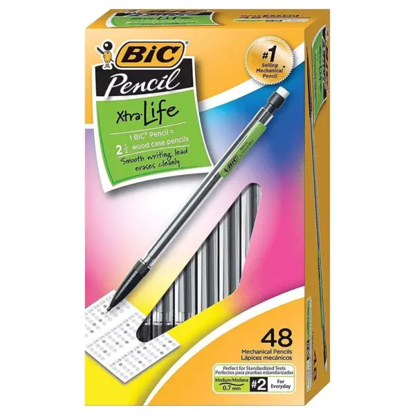 BIC Xtra-Life Mechanical Pencil 0.7 mm Clear 48/Pack MP48BK