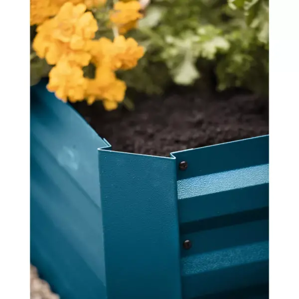 Corrugated Metal Powder-coated steel Raised Bed, 34” x 68” - blue - Gardener's Supply Company