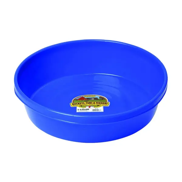 Little Giant 3 Gallon Durable and Versatile Plastic Flat Farm Livestock and Pet Ranch Home Feed and Water Utility Pan, Blue