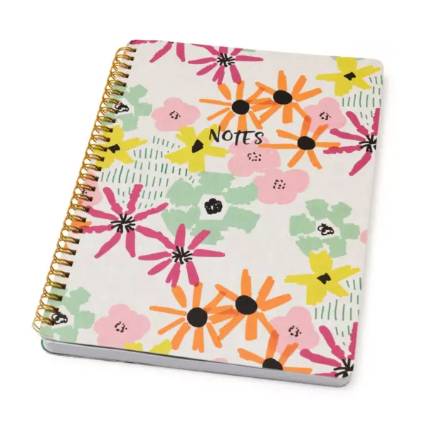 Abstract Floral 'Notes' Spiral Notebook 1 Subject - Roobee