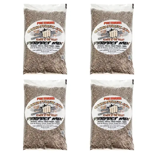 CookinPellets 40 Lb Perfect Mix Hickory, Cherry, Hard Maple, Apple Wood Pellets (4 Pack)