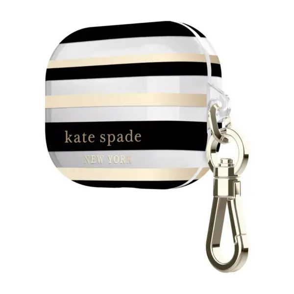 Kate Spade New York AirPods Pro Case - Oceanside Stripe Black/Gold Foil/Clear