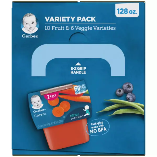 Gerber Sitter 2nd Foods 16pk Fruit & Veggie Baby Food Variety Pack - 128oz