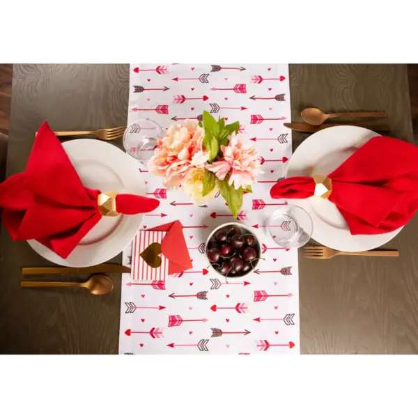 108"x72" Hearts & Arrow Print Table Runner Pink - Design Imports