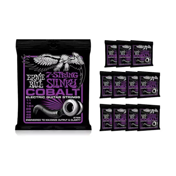 Ernie Ball 2729 Cobalt 7-String Power Slinky Electric Guitar Strings - Buy 10, Get 2 FREE