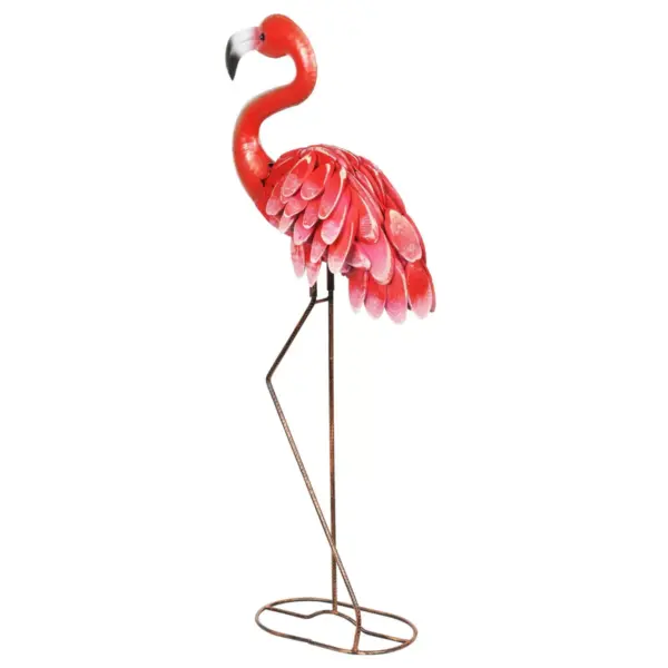 29" Wood and Metal Flamingo Statue - Exhart