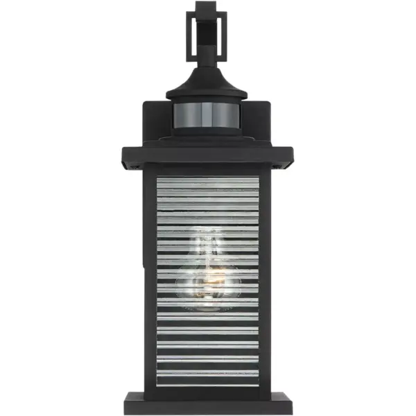 John Timberland Modern Outdoor Wall Light Fixture Textured Black 13 3/4" Clear Stripped Glass Motion Security Sensor for Porch Entryway