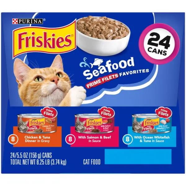 Purina Friskies Seafood Prime Filets Wet Cat Food - 5.5oz/24ct Variety Pack