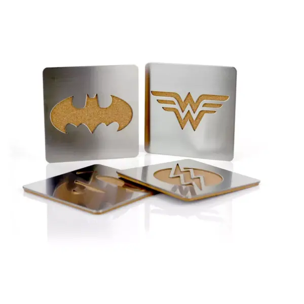 Seven20 DC Comics Laser-Cut Superhero Logo Coaster Set | Batman | Superman | Wonder Woman | Flash