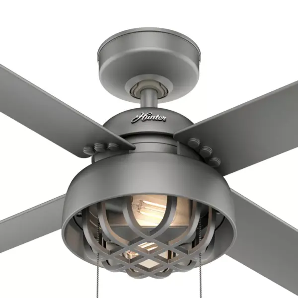 52" Spring Mill Damp Rated Ceiling Fan Silver (Includes LED Light Bulb) - Hunter Fan