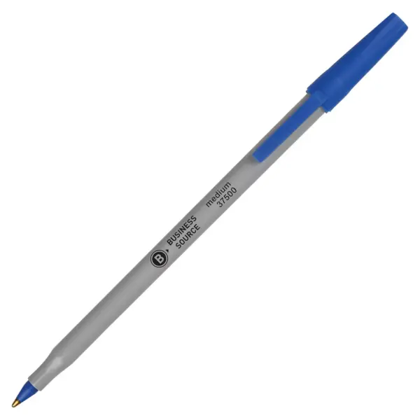 Business Source Ballpoint Stick Pens Med Pt 60/BX Blue 37532