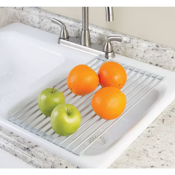 iDESIGN Metro Aluminum Over Sink Drain Board Silver