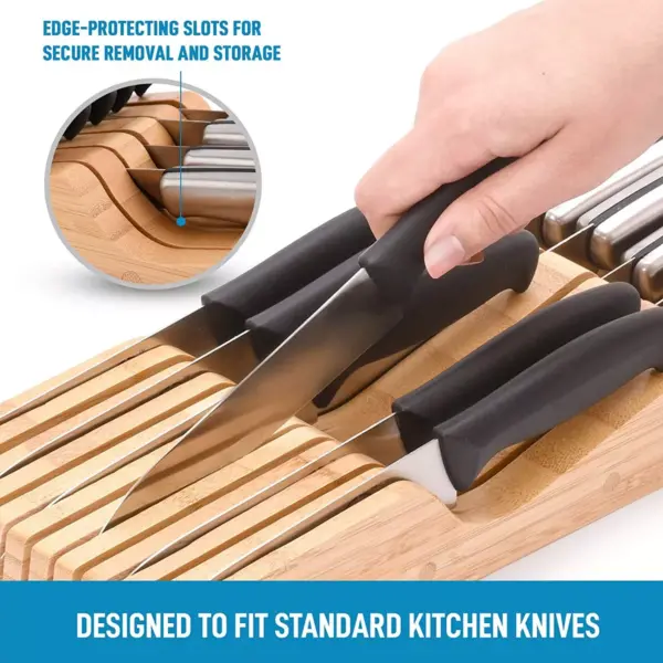 Zulay Kitchen Bamboo Knife Block