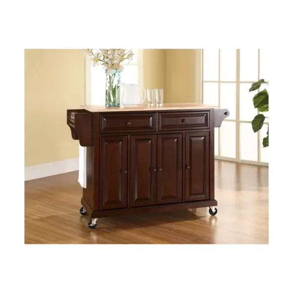 Natural Wood Top Kitchen Cart/Island - Vintage Mahogany - Crosley