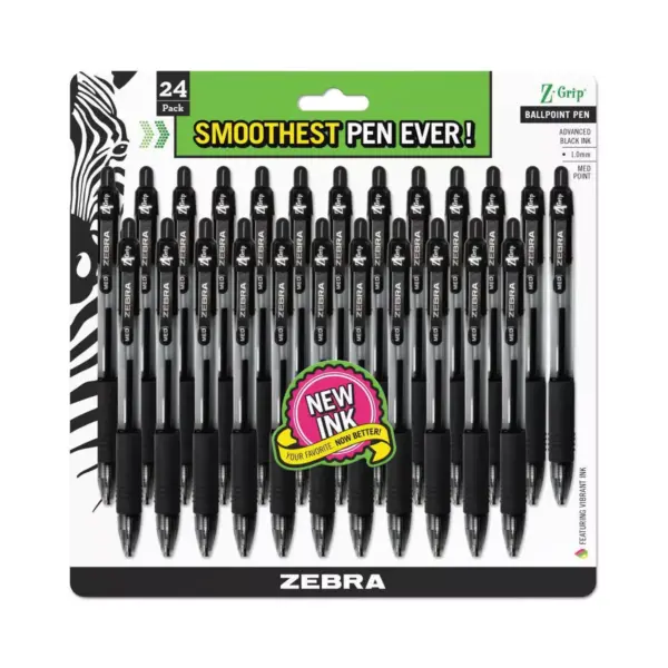 Zebra Z-Grip Ballpoint Pen Medium - Black Ink (24 Per Pack)