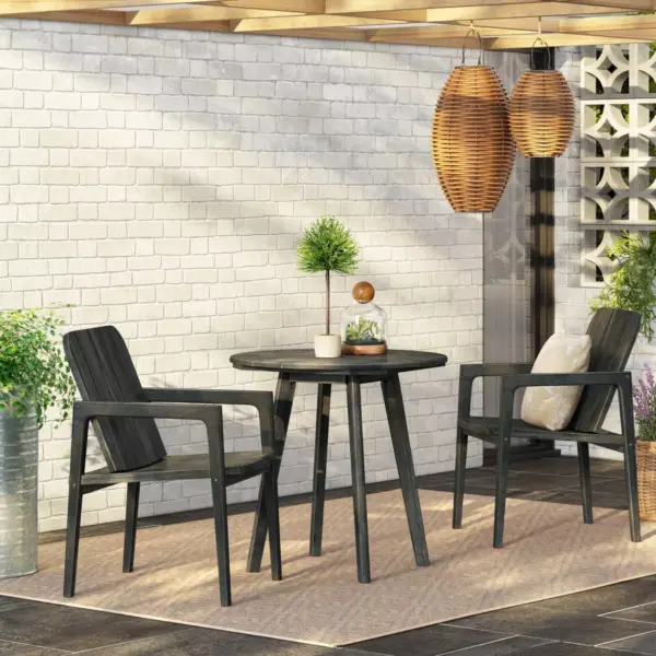 3pc Wood Patio Bistro Set - Black - Smith & Hawken™