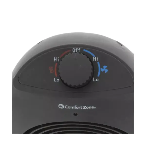 Comfort Zone CZHC21 Indoor Compact Portable 1500 Watt Electric Space Heater Personal Fan Combination Unit, Black