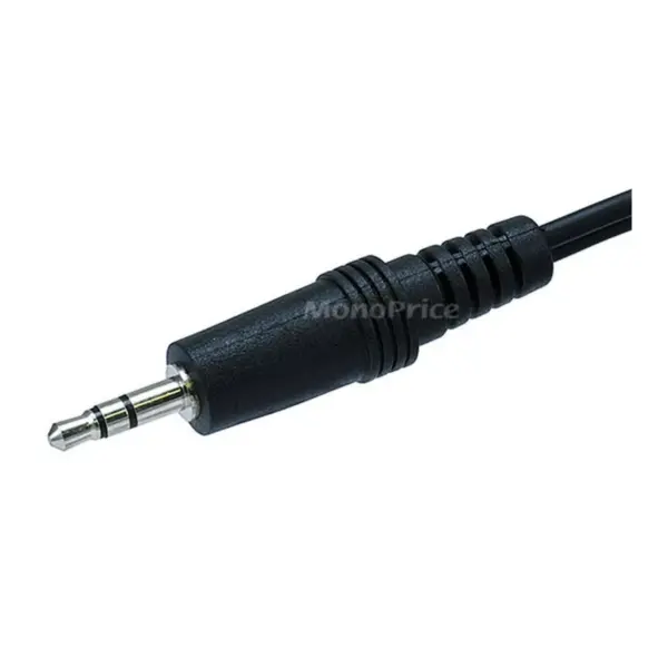 Monoprice Audio/Stereo Cable - 0.5 Feet - Black | 3.5mm Stereo Plug/2 RCA Jack, Mp3 Player/Phone Headphone Output to Home Audio System