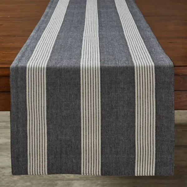 Split P Graphite Stripe Table Runner - 72"L - Gray