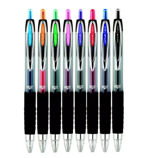 uni-ball 207 Retractable Gel Pen, 0.7 mm Medium Tip, Assorted Colors, pk of 8