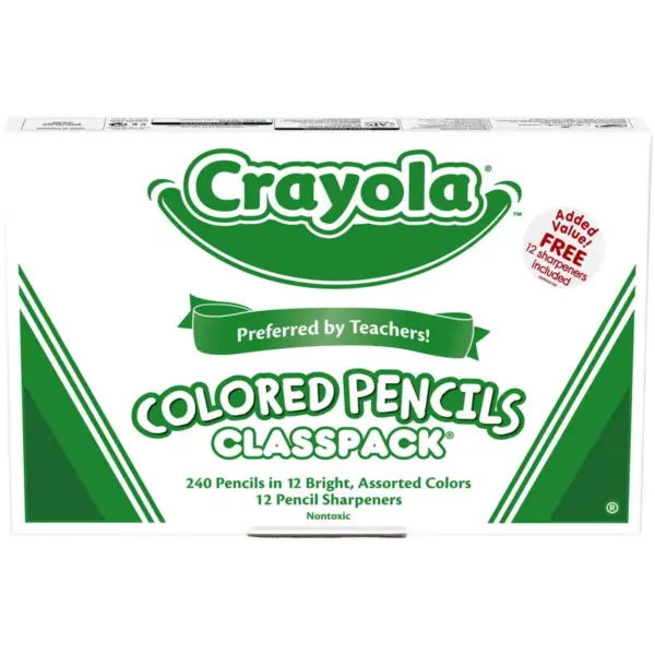 Crayola Colored Pencil Classpack with 12 Sharpeners, Assorted Colors, set of 240