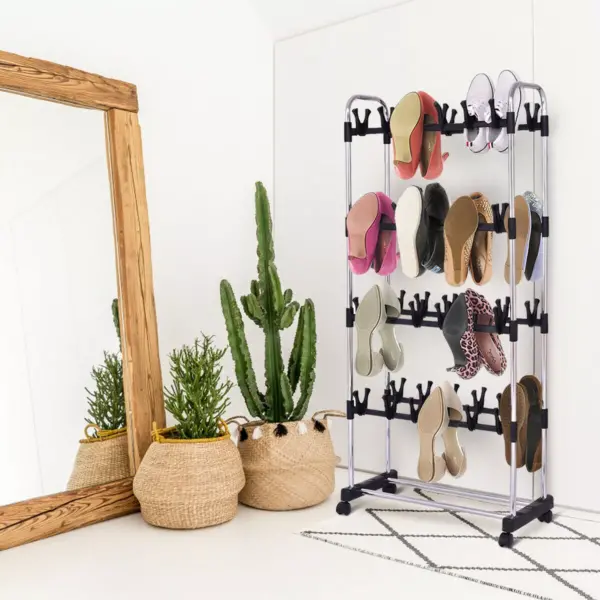 Costway 48 Pairs Clip On Shoe Rack Adjustable Storage Shelf Holder Space Organizer