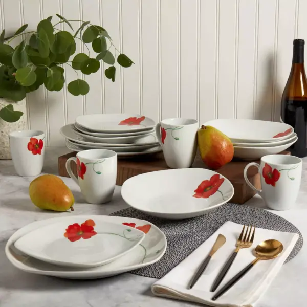 16pc Porcelain Poppy Dinnerware Set - Tabletops Gallery