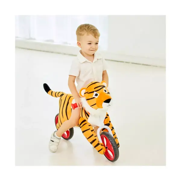 Wonder&Wise Kid's Animal Plush Toddler 20.5 Inch Tall Adjustable Training Balance Bike Ride On Toy, Ages 2 Years Old to 5 Years Old, Cheetah