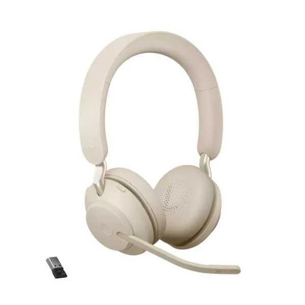 Jabra Evolve2 65 USB-A UC Stereo - Beige Wireless Headset / Music Headphones