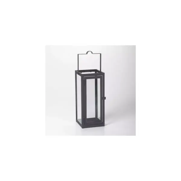 12" Marco Glass Metal Outdoor Lantern with Open Top Black - Smart Living